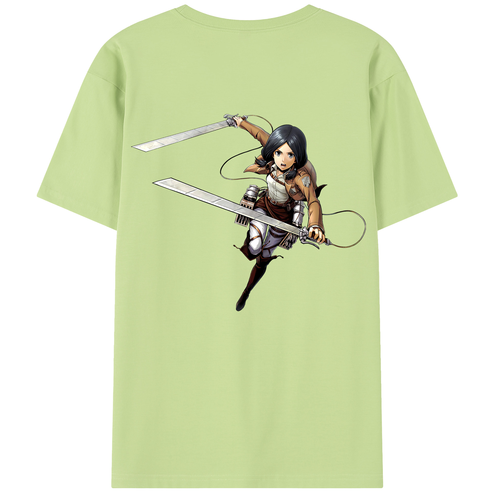 （画像用） 進撃の巨人 ミカサ·アッカーマン Attack on Titan Mikasa Ackerman 綿100％半袖Tシャツ（背面プリント）